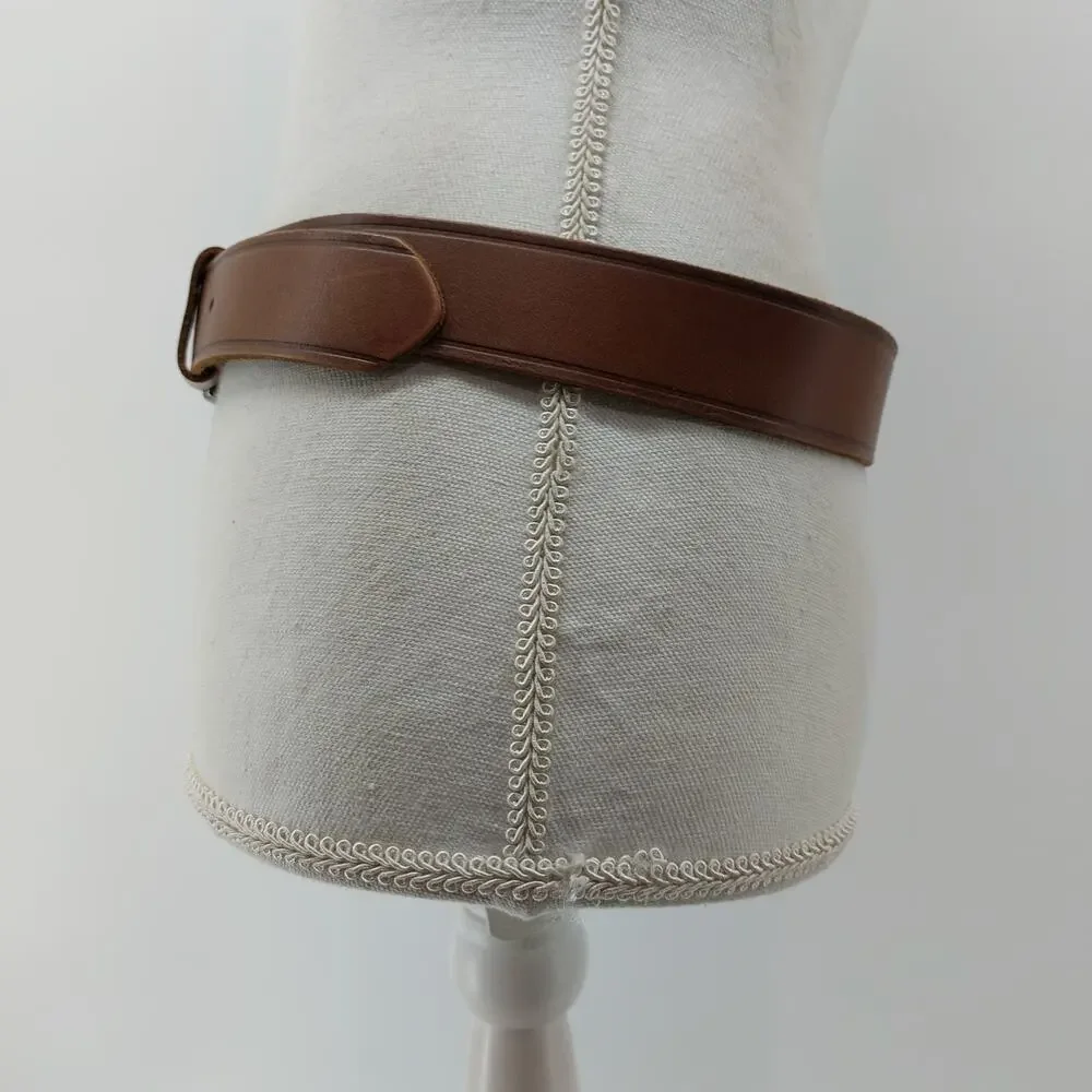 Wrangler Mens Brown Leather Belt Sz 34 Silver 1 Prong Buckle